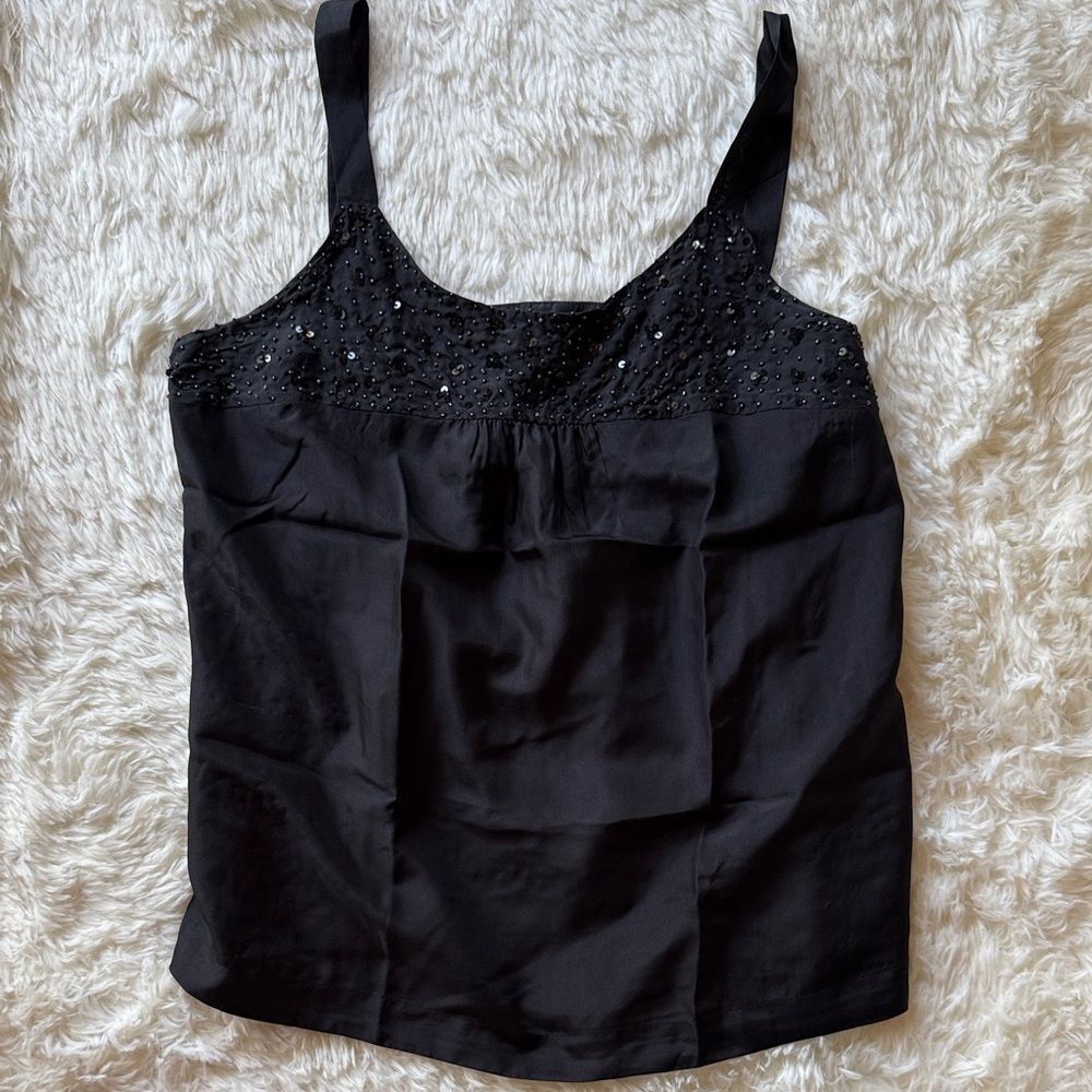Eileen Fisher Black Camisole with Beaded Detail
